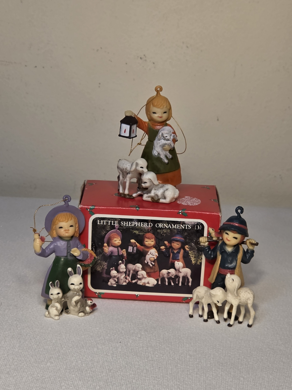 Vintage Around the World Little Shepherd Christmas Ornaments set of 3 In Box